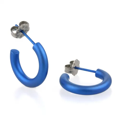 Small 12mm Dark Blue Round Hoop Earrings